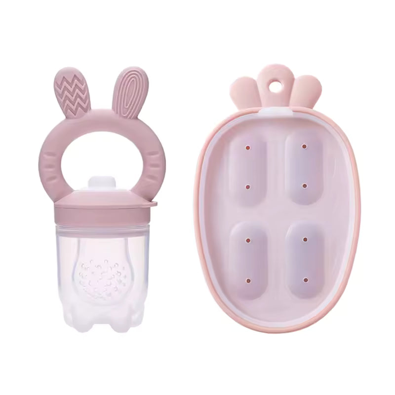 2-in-1 Ice Mold Teether & Feeder - Freezable Baby Teether with Food Holder