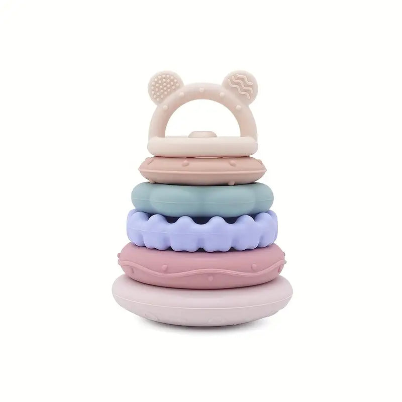 Bear Geometry Stacking Toy - Montessori Silicone Learning Toy for Shapes & Colors (6+ Months)