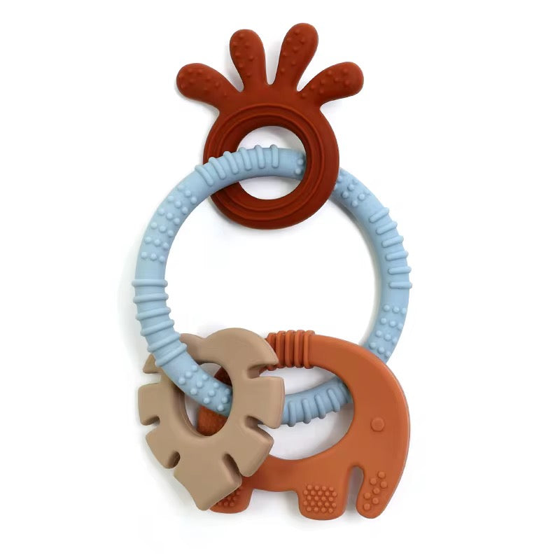 Multi-Texture Silicone Teething Ring Set – Sensory Baby Teether