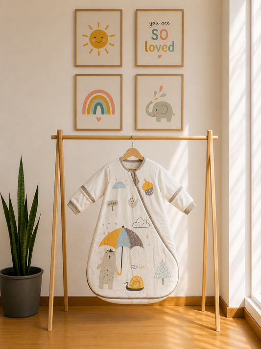 100% Cotton Long Sleeve Baby Sleeping Bag - 2.5 TOG with Detachable Sleeves & Two-Way Zip