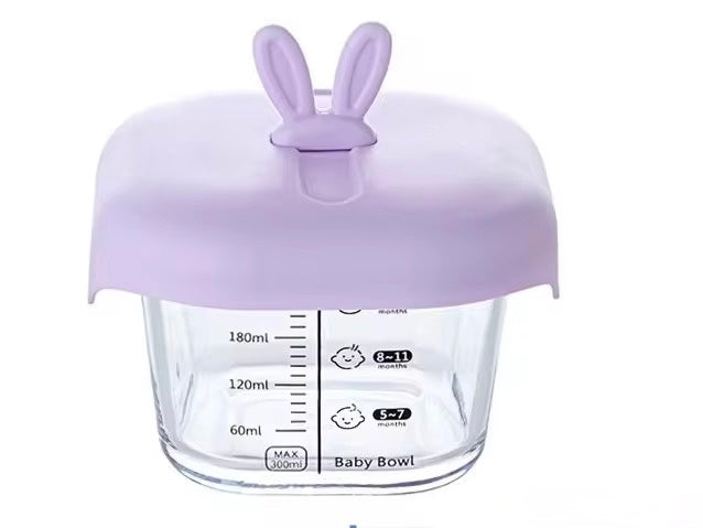 Glass Baby Food Storage Bowl - Borosilicate Glass with Airtight Silicone Lid