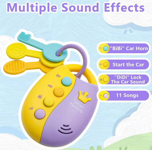 Car Key Teether Toy - Multi-Textured BPA-Free Baby Teething Keys with Remote Control (3+ Months)