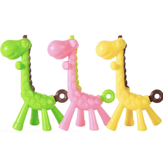 Giraffe Silicone Teether - Long Neck Design for Back Molars & Gum Relief (3+ Months)