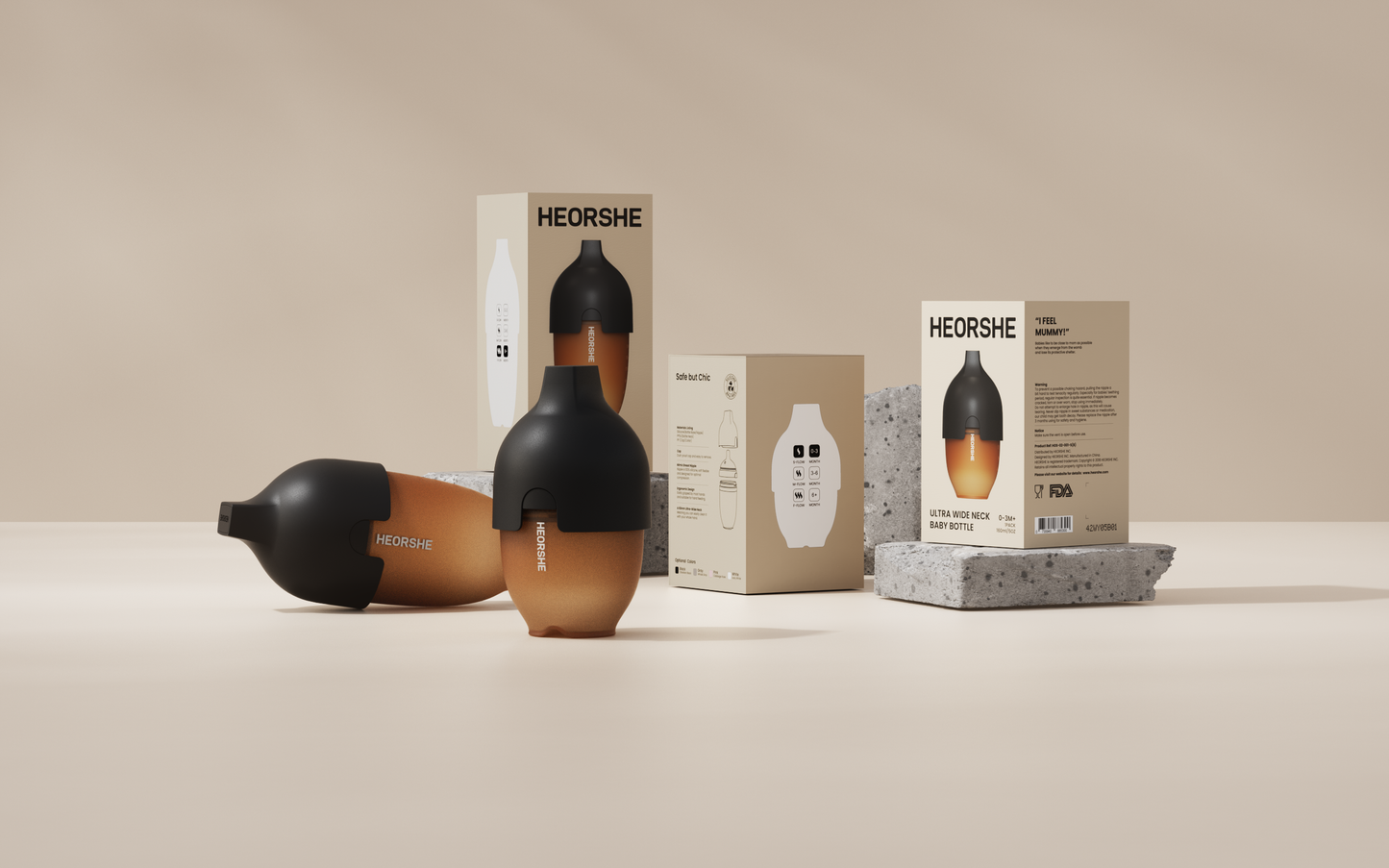 HEORSHE Silicone Anti-Colic Feeding Bottle