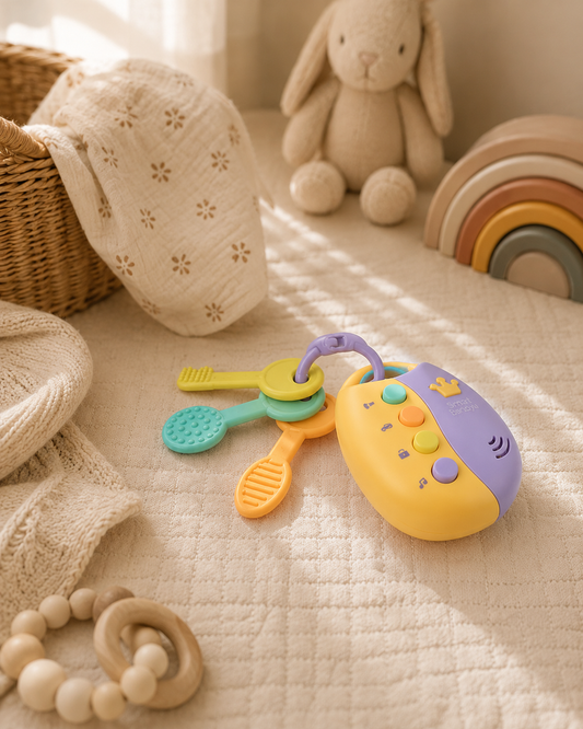 Car Key Teether Toy - Multi-Textured BPA-Free Baby Teething Keys with Remote Control (3+ Months)