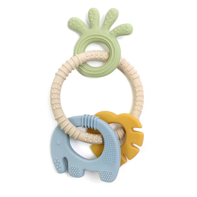 Multi-Texture Silicone Teething Ring Set – Sensory Baby Teether