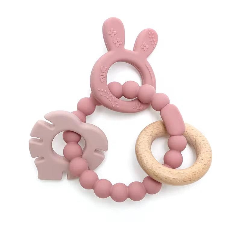 4-Piece Silicone Ring Teether Set – Stacking Baby Teething Toy