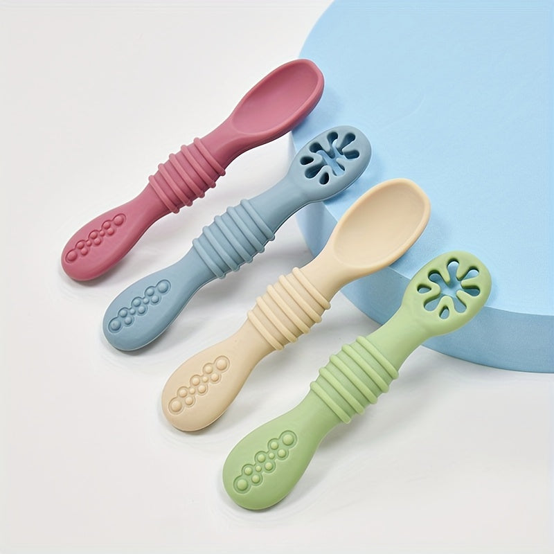 Baby Silicone Learning Spoons - BPA-Free Self-Feeding Spoon Set for Baby-Led Weaning (2 Pcs)