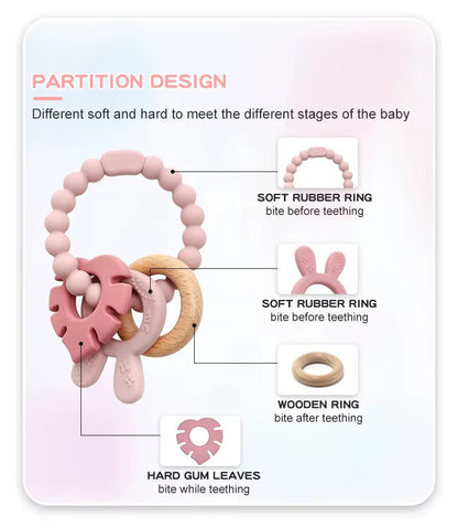 4-Piece Silicone Ring Teether Set – Stacking Baby Teething Toy