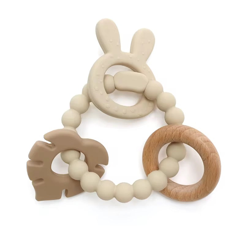 4-Piece Silicone Ring Teether Set – Stacking Baby Teething Toy