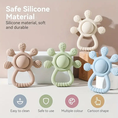 Silicone Rattle Teether – 2-in-1 Baby Teething Toy with Rattle