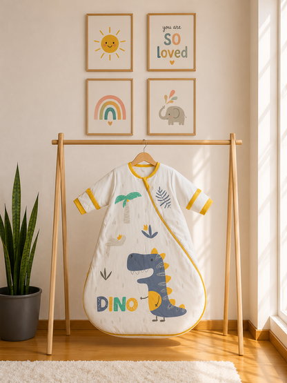 100% Cotton Long Sleeve Baby Sleeping Bag - 2.5 TOG with Detachable Sleeves & Two-Way Zip