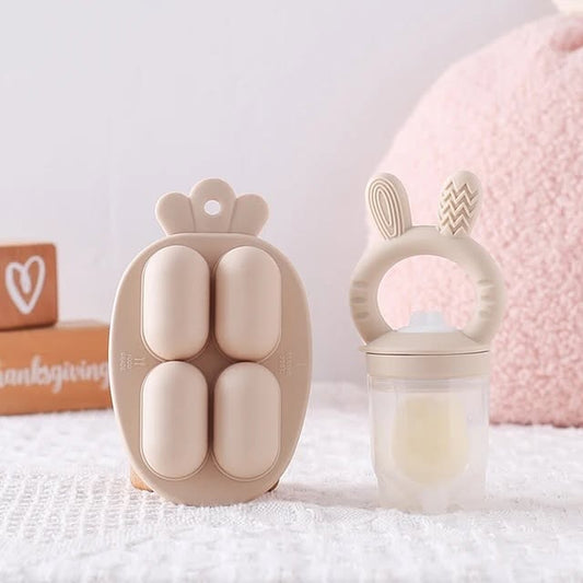 2-in-1 Ice Mold Teether & Feeder - Freezable Baby Teether with Food Holder