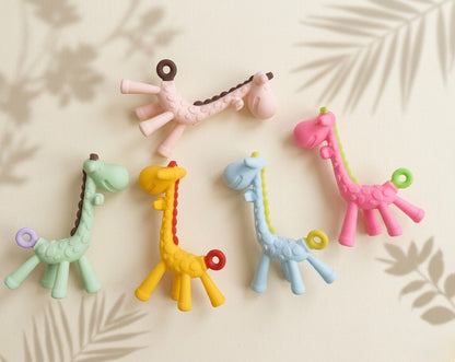 Giraffe Silicone Teether - Long Neck Design for Back Molars & Gum Relief (3+ Months)