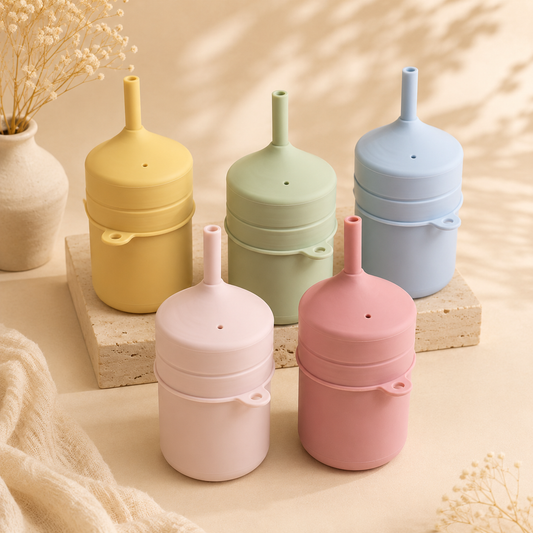 Baby Straw Training Cup - 160ml Soft Silicone Straw To-Go Cup, BPA-Free (6+ Months)