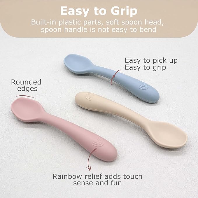Zaira Silicone Baby Spoons - Soft-Tip First Feeding Spoons for Weaning (6+ Months)
