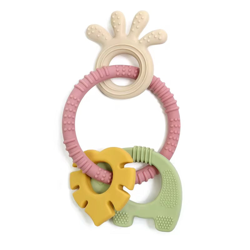 Multi-Texture Silicone Teething Ring Set – Sensory Baby Teether