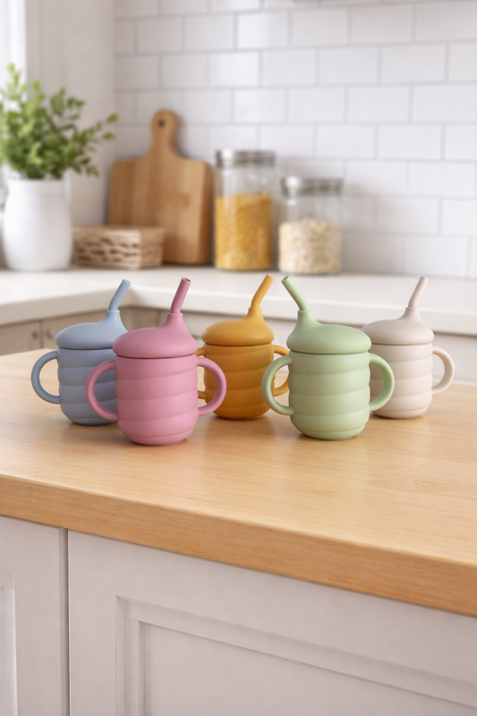 3-in-1 Silicone Baby Training Cup - Sippy, Straw & Open Cup for Weaning (6+ Months)