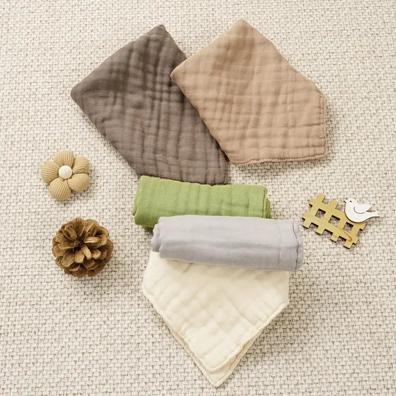 5 Pcs Cotton Muslin Burp Cloths