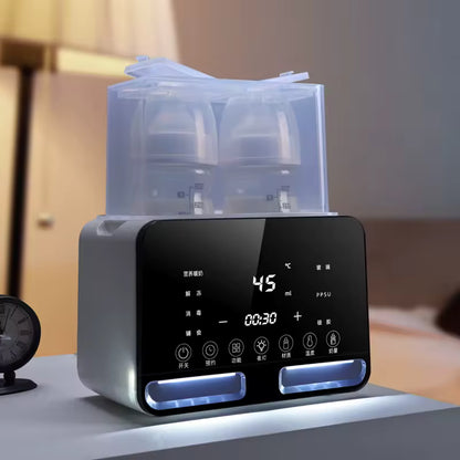 Premium Dual Bottle Warmer & Sterilizer - 4-in-1 Smart Warmer with Night Light