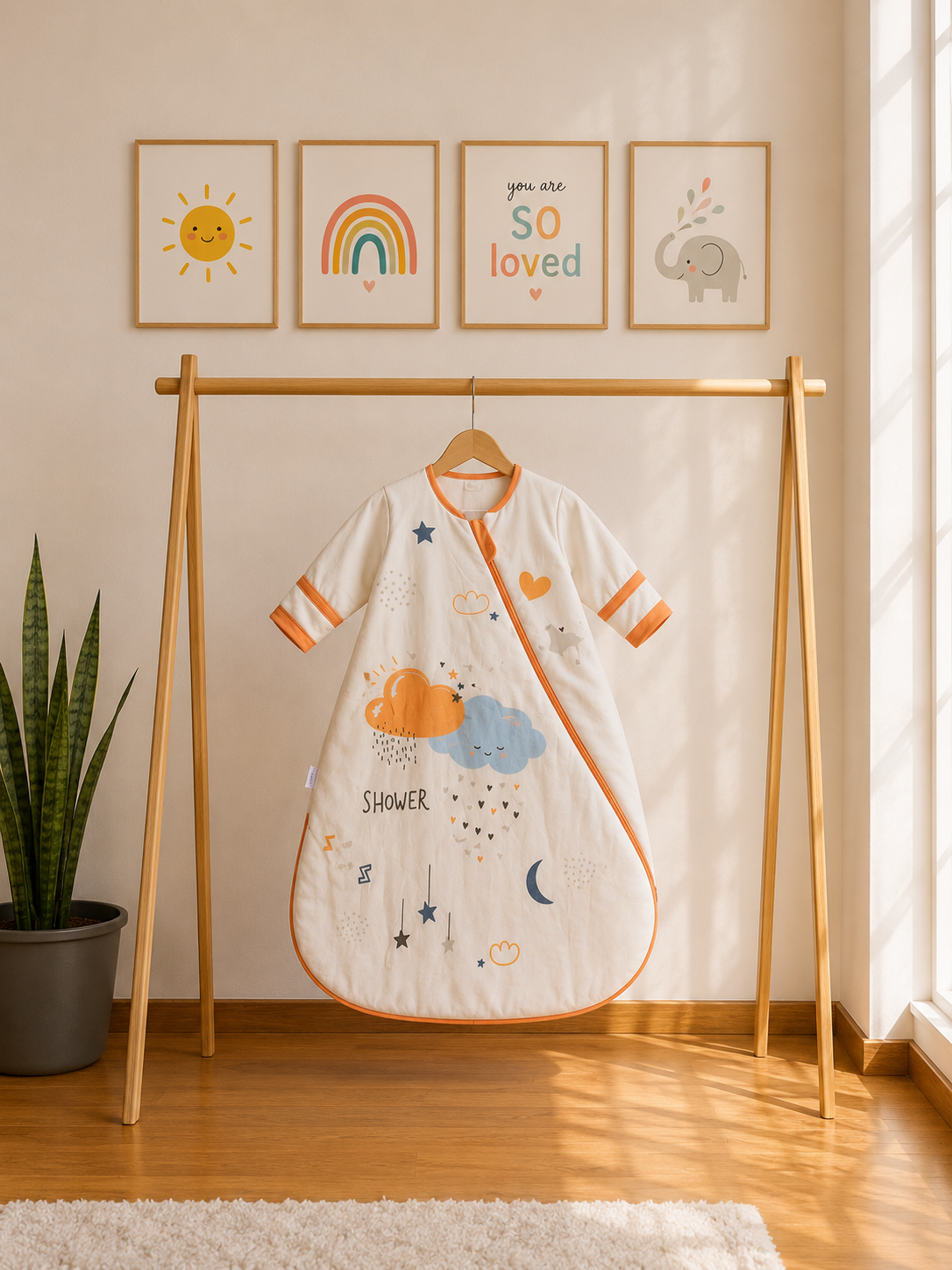 100% Cotton Long Sleeve Baby Sleeping Bag - 2.5 TOG with Detachable Sleeves & Two-Way Zip