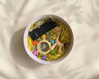 Teething Trio Bundle - Remote, Rainbow Rattle & Giraffe Silicone Teethers (3+ Months)