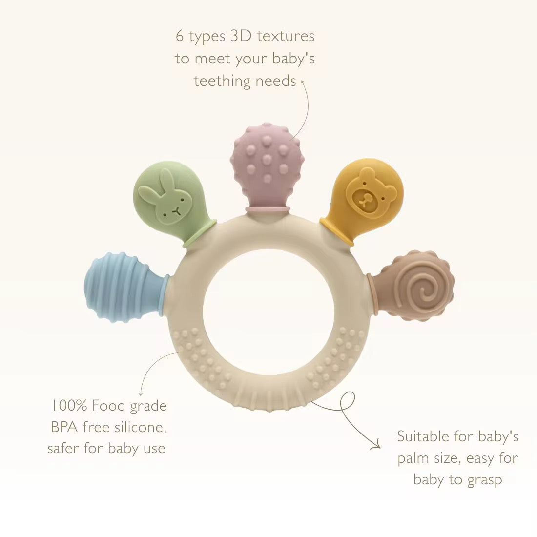 Palm Silicone Teether – Soft Grip Baby Teething Toy