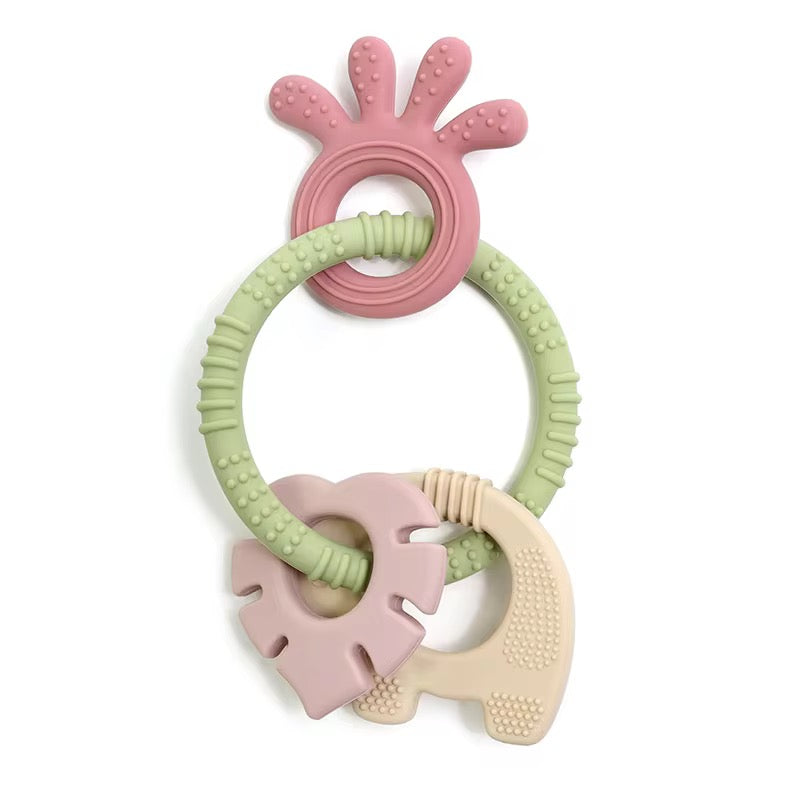 Multi-Texture Silicone Teething Ring Set – Sensory Baby Teether