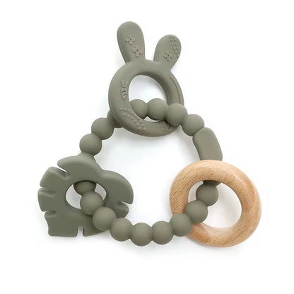 4-Piece Silicone Ring Teether Set – Stacking Baby Teething Toy