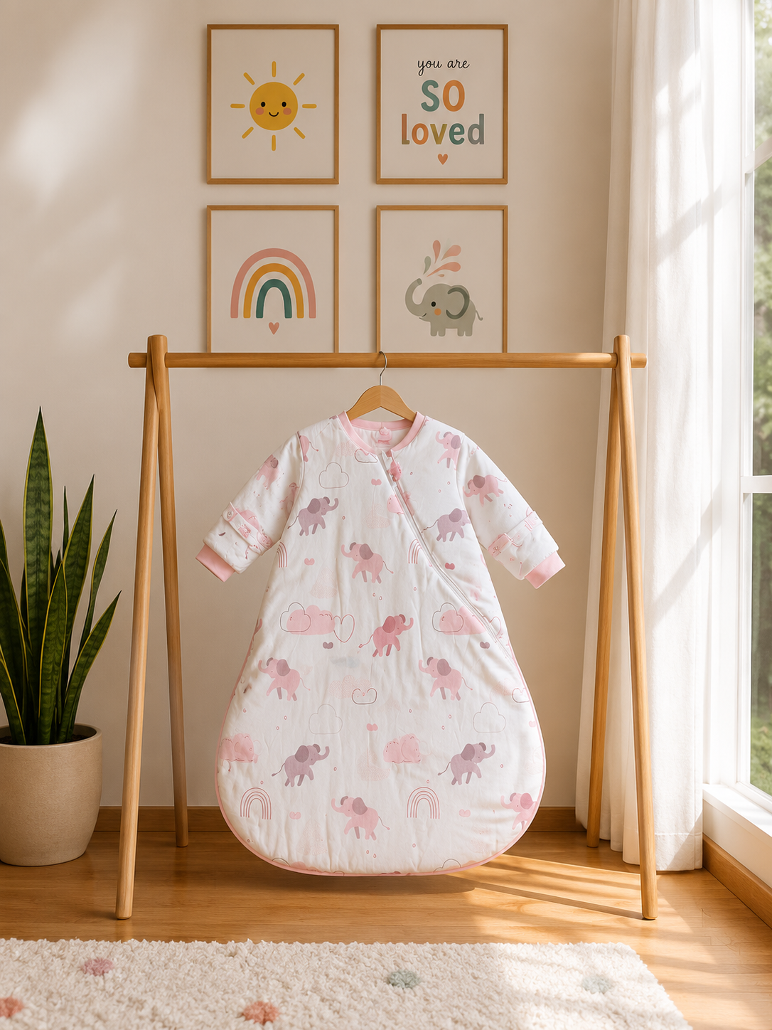 100% Cotton Long Sleeve Baby Sleeping Bag - 2.5 TOG with Detachable Sleeves & Two-Way Zip