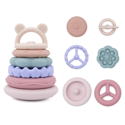Bear Geometry Stacking Toy - Montessori Silicone Learning Toy for Shapes & Colors (6+ Months)