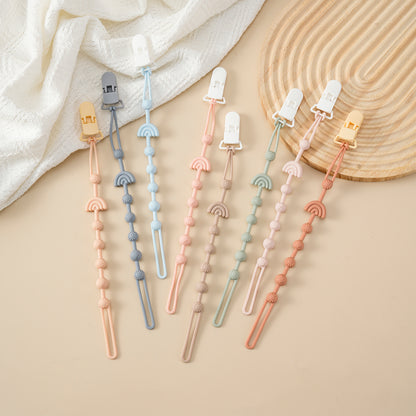 Silicone Pacifier Clip - Wooden & Plastic Baby Dummy Holder with Safety Clasp (0+ Months)