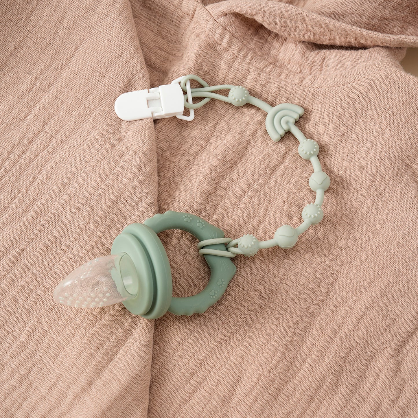 Silicone Pacifier Clip - Wooden & Plastic Baby Dummy Holder with Safety Clasp (0+ Months)