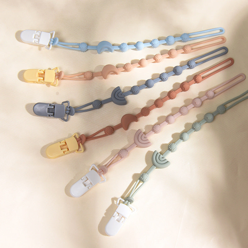 Silicone Pacifier Clip - Wooden & Plastic Baby Dummy Holder with Safety Clasp (0+ Months)