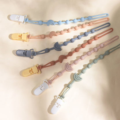 Silicone Pacifier Clip - Wooden & Plastic Baby Dummy Holder with Safety Clasp (0+ Months)