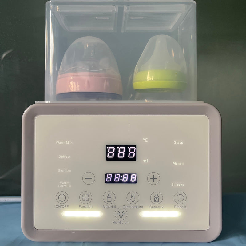 Premium Dual Bottle Warmer & Sterilizer - 4-in-1 Smart Warmer with Night Light