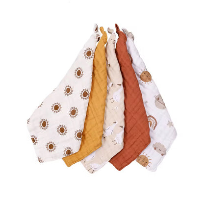 5 Pcs Cotton Muslin Burp Cloths