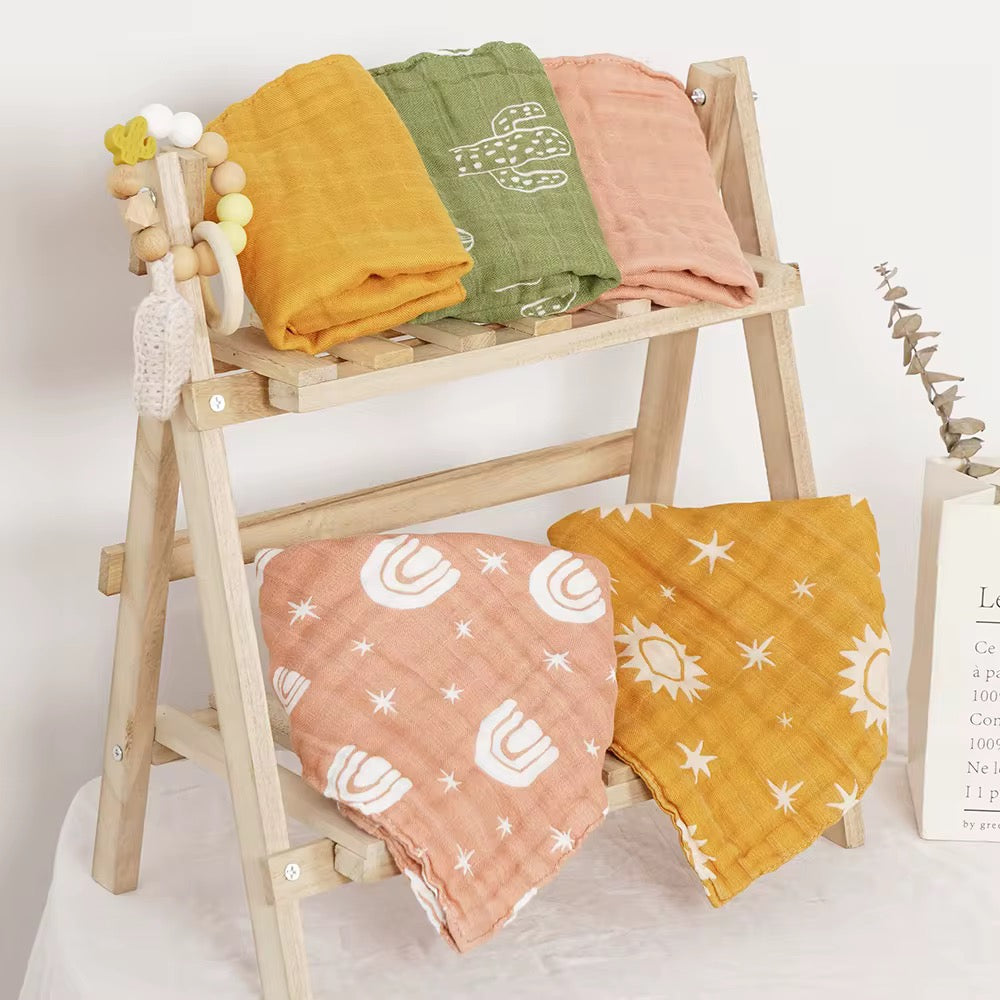 5 Pcs Cotton Muslin Burp Cloths