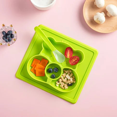 Silicone Bear-Shaped Baby Plate