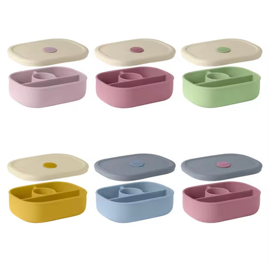 Silicone Baby Bento Box - 4-Compartment Leakproof Lunchbox with Sealed Lid, Dishwasher & Microwave Safe (18+ Months)