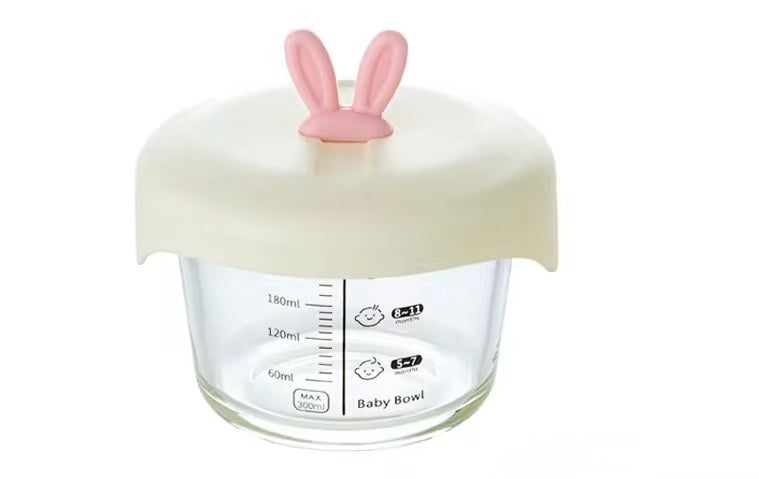 Glass Baby Food Storage Bowl - Borosilicate Glass with Airtight Silicone Lid