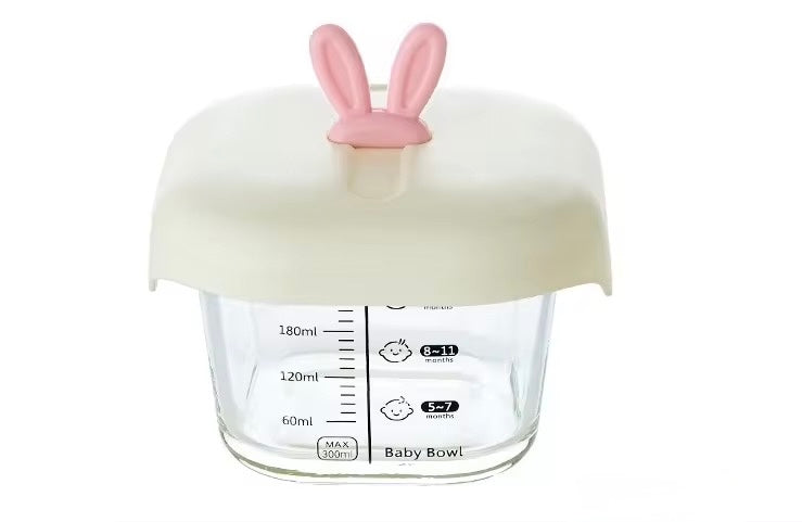 Glass Baby Food Storage Bowl - Borosilicate Glass with Airtight Silicone Lid