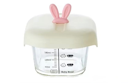Glass Baby Food Storage Bowl - Borosilicate Glass with Airtight Silicone Lid