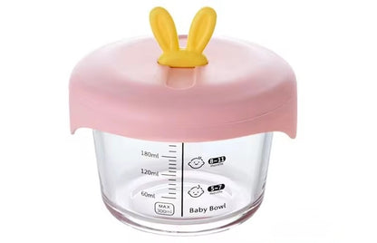Glass Baby Food Storage Bowl - Borosilicate Glass with Airtight Silicone Lid