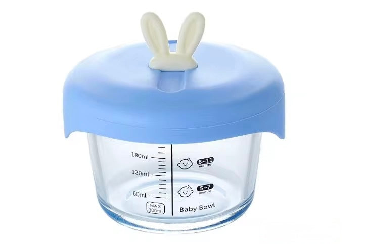 Glass Baby Food Storage Bowl - Borosilicate Glass with Airtight Silicone Lid