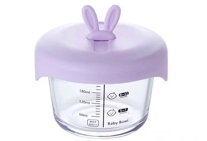 Glass Baby Food Storage Bowl - Borosilicate Glass with Airtight Silicone Lid