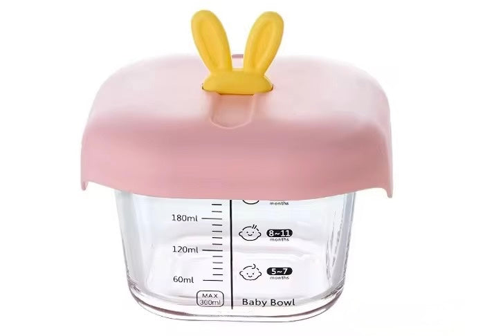 Glass Baby Food Storage Bowl - Borosilicate Glass with Airtight Silicone Lid