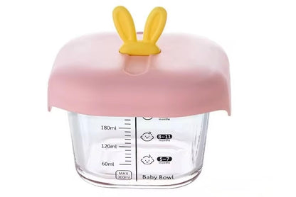 Glass Baby Food Storage Bowl - Borosilicate Glass with Airtight Silicone Lid