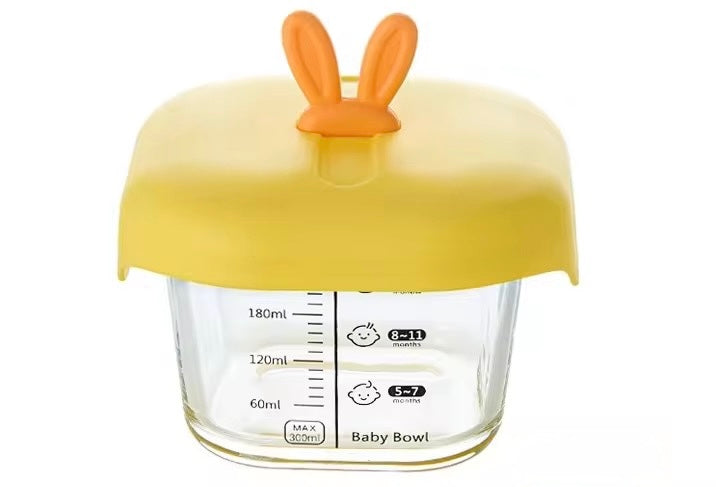 Glass Baby Food Storage Bowl - Borosilicate Glass with Airtight Silicone Lid