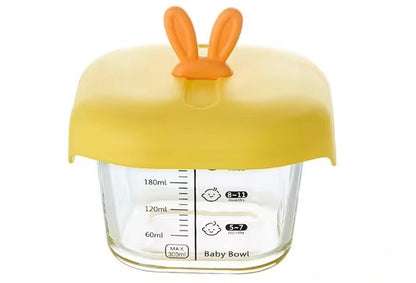 Glass Baby Food Storage Bowl - Borosilicate Glass with Airtight Silicone Lid